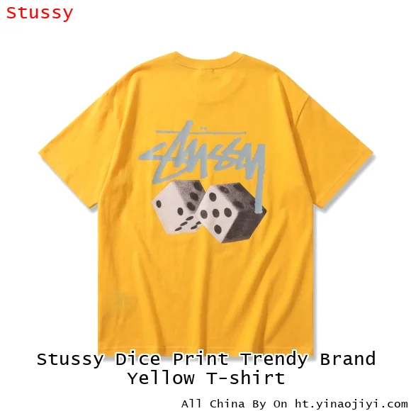 Stussy Dice Print Trendy Brand Yellow T-shirt