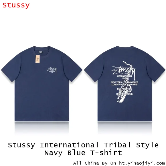 Stussy International Tribal Style Navy Blue T-shirt