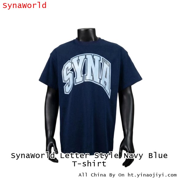 SynaWorld Letter Style Navy Blue T-shirt