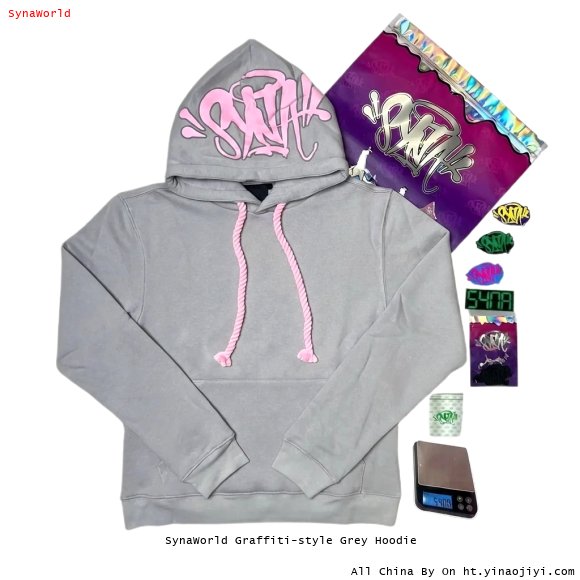 SynaWorld Graffiti-style Grey Hoodie