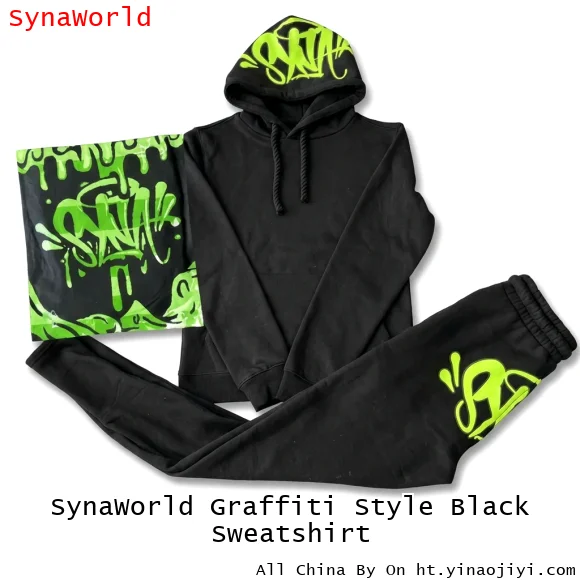 SynaWorld Graffiti Style Black Sweatshirt