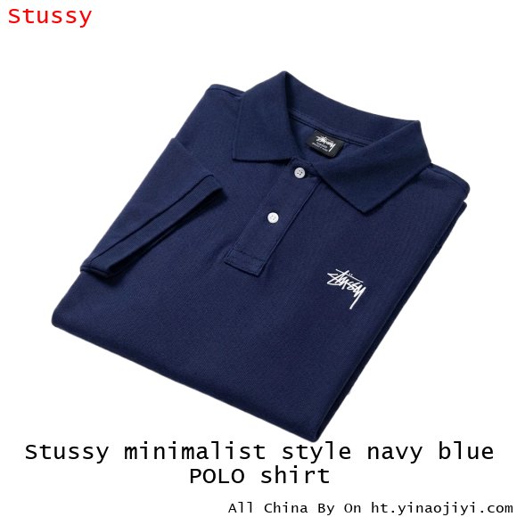Stussy minimalist style navy blue POLO shirt