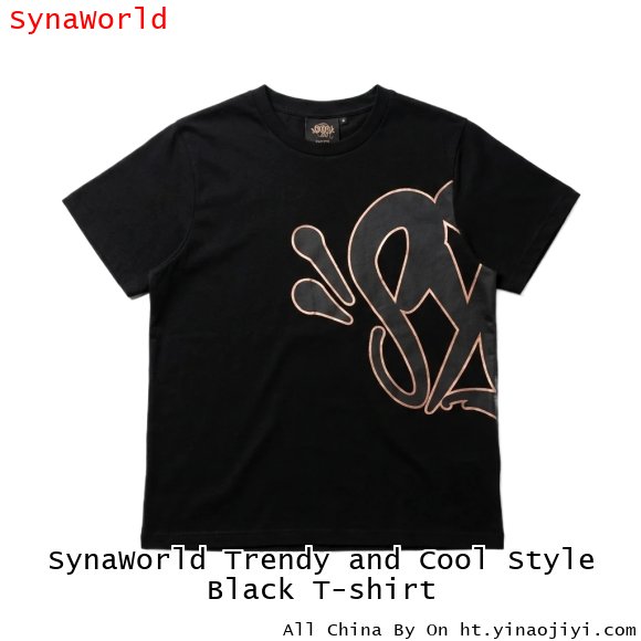 SynaWorld Trendy and Cool Style Black T-shirt