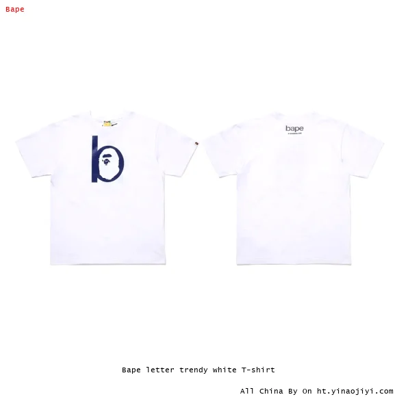 Bape letter trendy white T-shirt
