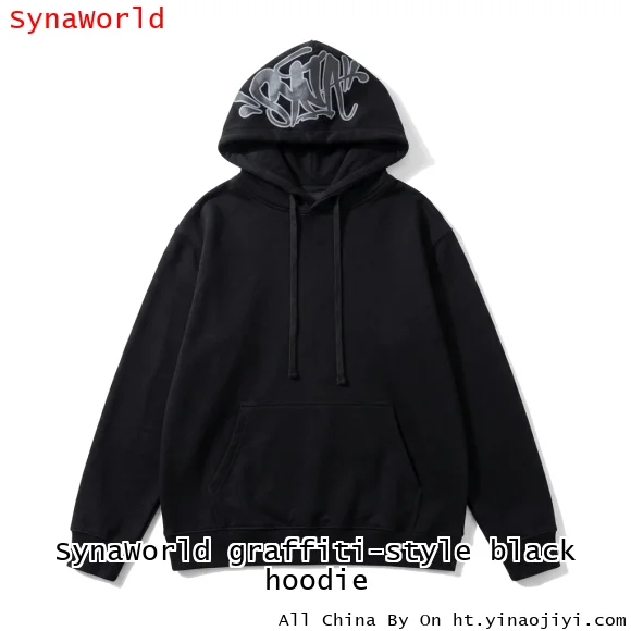 SynaWorld graffiti-style black hoodie