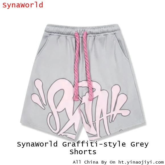 SynaWorld Graffiti-style Grey Shorts