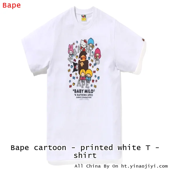 Bape cartoon - printed white T - shirt